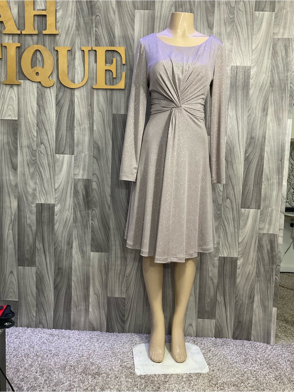 Jessica Howard Shimmer Twist-Front Long-Sleeve Dress in Light Lavender